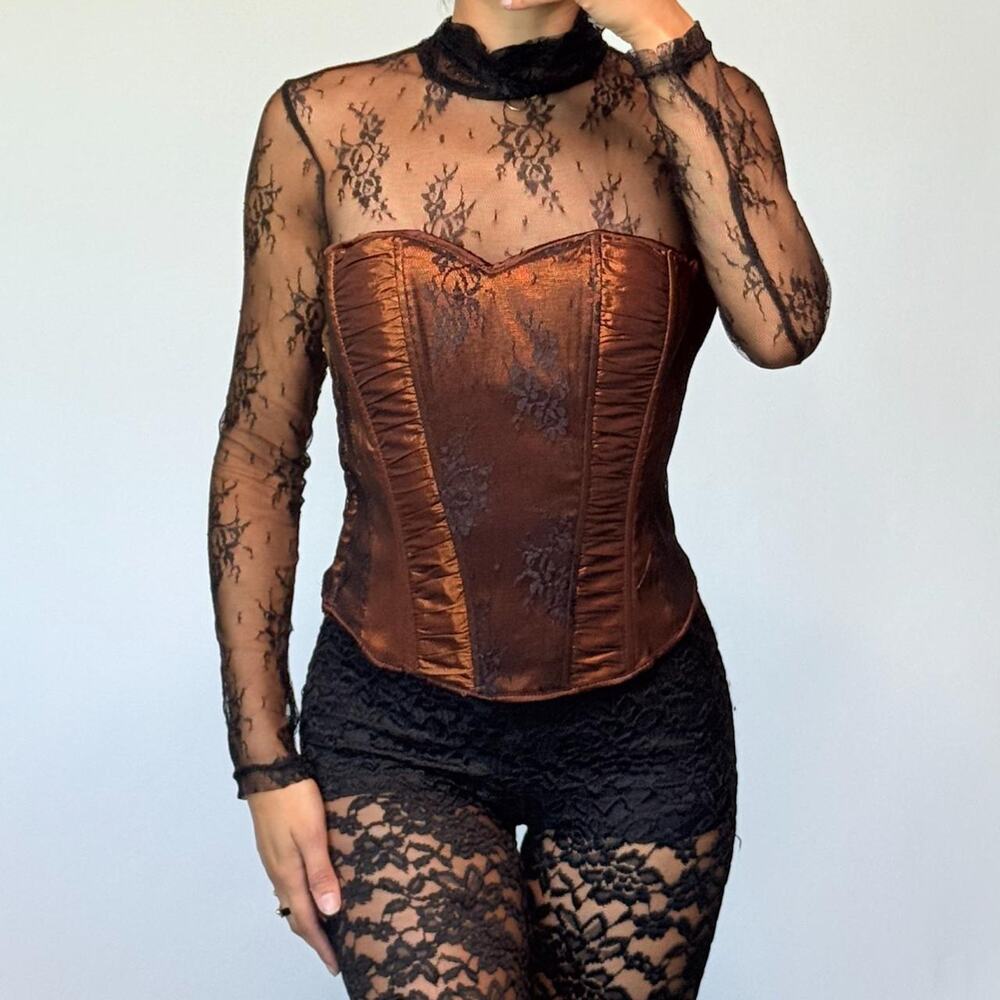 Orange Corset with Black Lace
